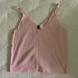 Pink sweater crop tank top